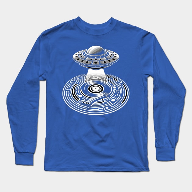 Vinyl Crop Circle UFO Long Sleeve T-Shirt by NebulaWave